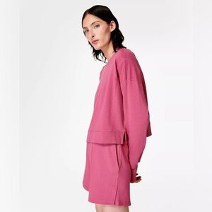 Sweaty Betty London Organic Cotton After Class Crop Sweatshirt Pink